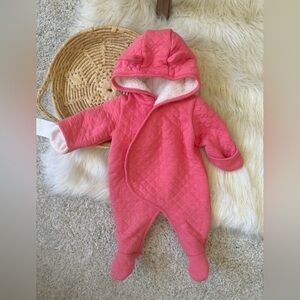 Carters Baby Girl Pink Quilted Hooded Bunting Jumpsuit Coat Size Newborn